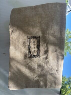 Gucci Natural Beige Canvas Logo Pouch